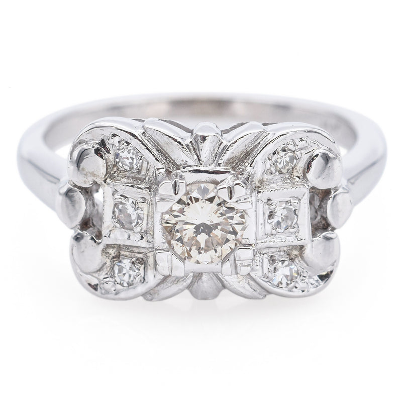 Vintage 14K White Gold 0.39 TCW Diamond Band Ring Size 6