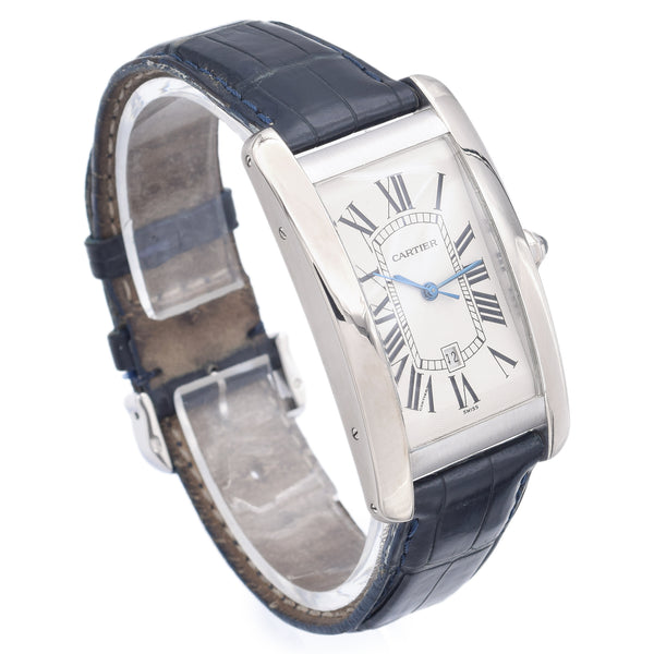 Cartier Tank Americaine 18K White Gold Automatic Men's Watch Ref. 1741 Box Paper