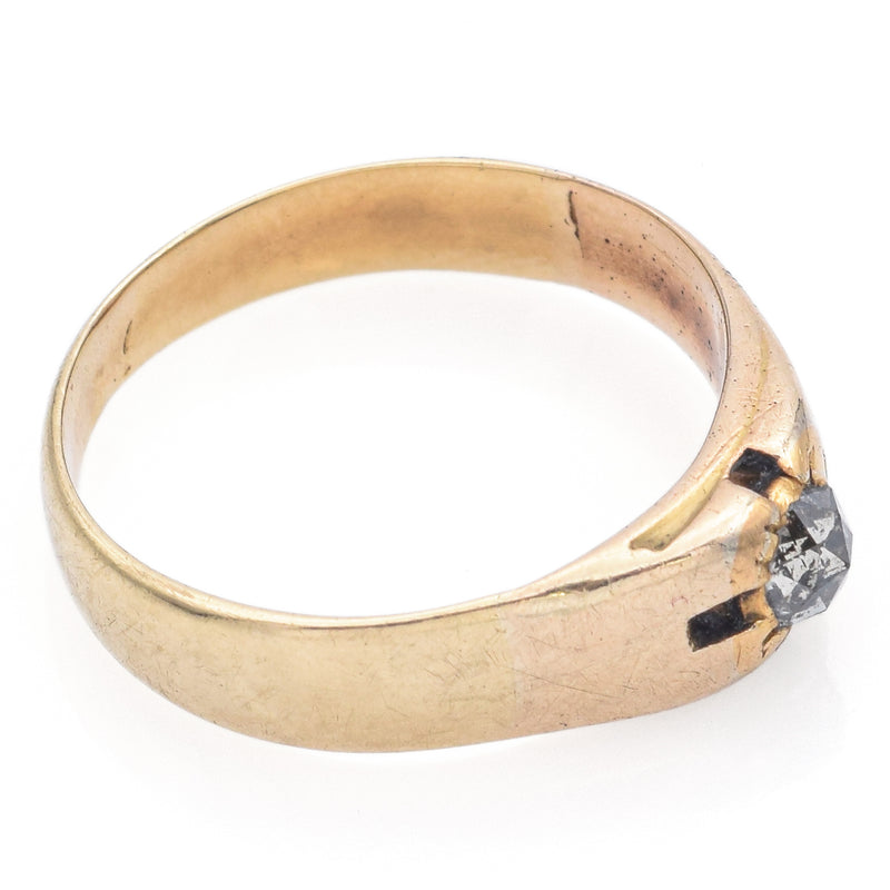Antique 14K Yellow Gold 0.15 Ct Rose Cut Diamond Band Ring Size 5