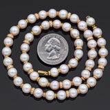 Vintage JKA Signed Pearl & 2.10 TCW Diamond 18K Yellow Gold Bead Strand Necklace