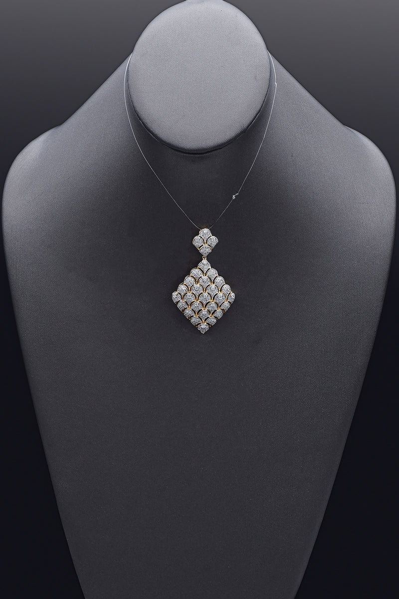 Estate 14K Yellow Gold 2.61 TCW Diamond Cluster Large Pendant