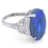 Antique 正白金 Platinum 6.34 Ct Black Opal & 0.36 TCW Diamond Cocktail Ring Size 6