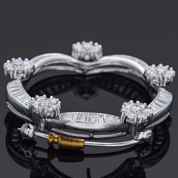 Vintage 1.90 TCW Diamond Platinum Brooch Pin Pendant