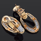 Vintage 14K Yellow Gold 3.84 TCW Diamond Omega Back Dangle Earrings