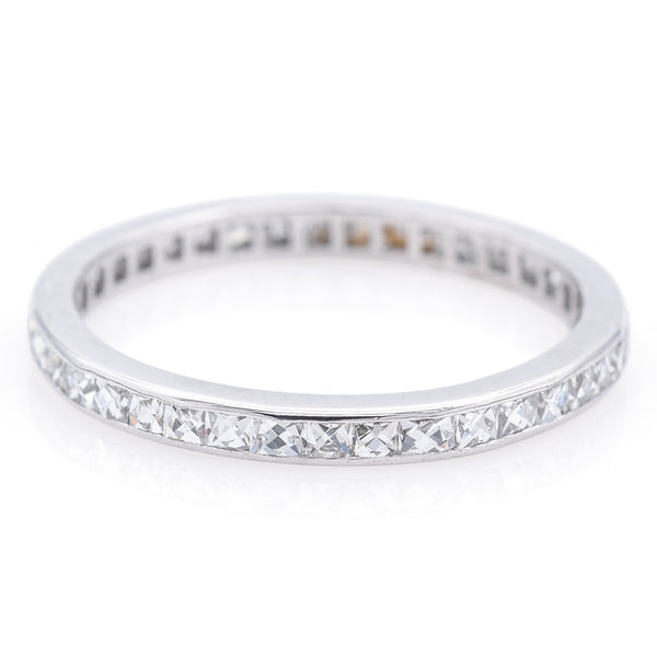 Antique Platinum 0.57 TCW Diamond 2 mm Eternity Band Ring Size 5.5