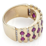 Vintage 14K Yellow Gold Ruby & 0.62 TCW Diamond Wide Band Ring Size 7