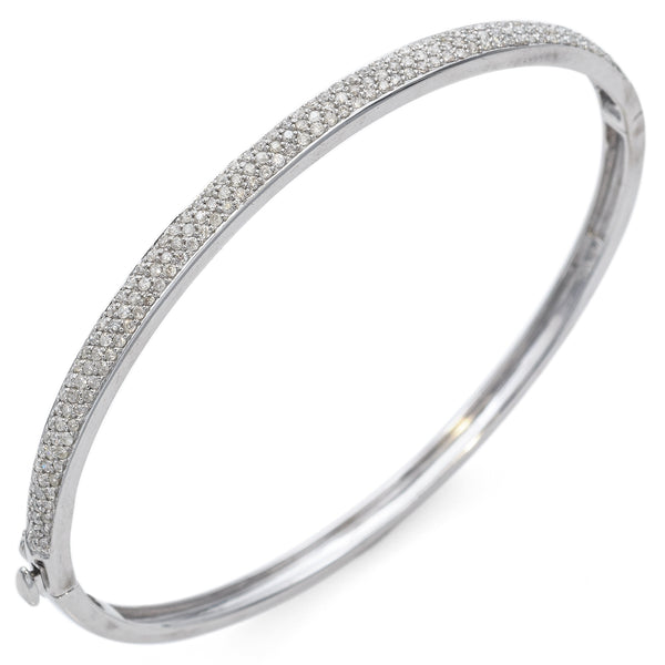 Estate 14K White Gold 0.90 TCW Diamond Hinged Bangle Bracelet