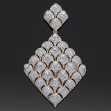Estate 14K Yellow Gold 2.61 TCW Diamond Cluster Large Pendant