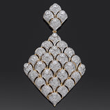Estate 14K Yellow Gold 2.61 TCW Diamond Cluster Large Pendant