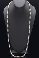 Antique 14K White Gold & Platinum Pearl & 1.02TCW Diamond Beaded Strand Necklace