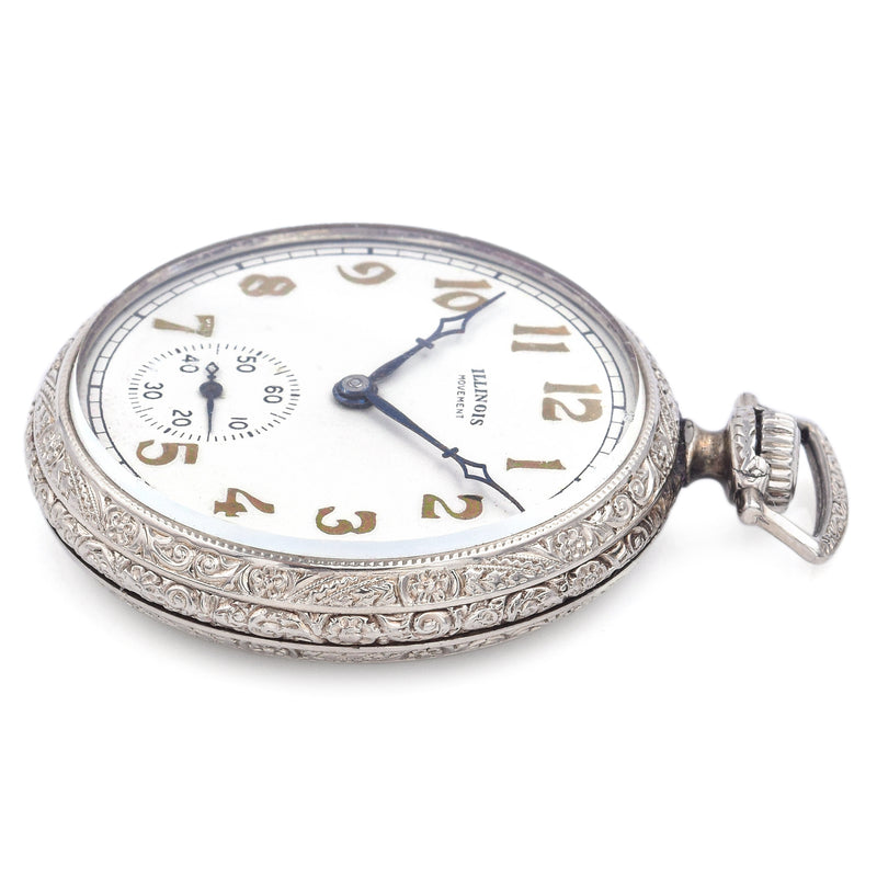Antique 1923 Illinois Watch Co. 21J 25 Year 14K GF Size 12 Pocket Watc