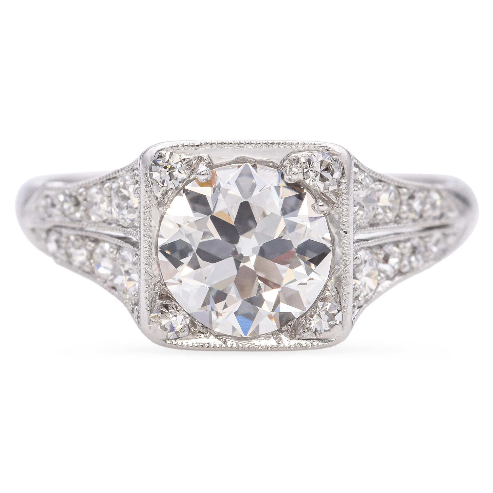 Antique Art Deco Platinum 0.96 Ct E VS1 Diamond Engagement Ring GIA
