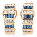 Vintage 14K Yellow Gold Sapphire & 0.60 TCW Diamond Omega-Back Earrings