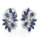 Estate 14K White Gold Sapphire & 0.76 TCW Diamond Omega-Back Infinity Earrings