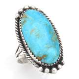 Vintage Sterling Silver Turquoise Oval Cocktail Ring