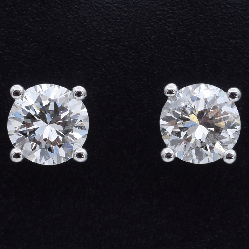 14K White Gold 0.65 TCW Natural Diamond Round Stud Earrings 4.5 mm