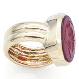 Estate 14K Yellow Gold Carnelian Roman Soldier Intaglio Oval Ring Size 6