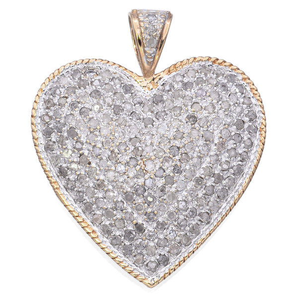 Estate 10K White & Yellow Gold 1.00 TCW Diamond Heart Pendant