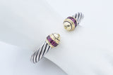 David Yurman Sterling Silver & 14K Yellow Gold Tourmaline Renaissance Bracelet
