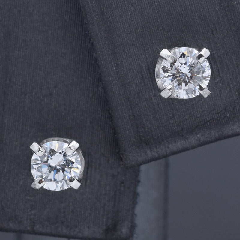 Vintage 14K White Gold 0.50 TCW Diamond Round Screw-Back Stud Earrings 4 mm
