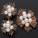 Vintage 14K Yellow Gold Pearl Earrings & Brooch Pin Pendant Set