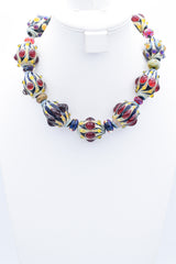 Queen Bead Sterling Silver Art Glass Beaded Strand Necklace 19 Inches