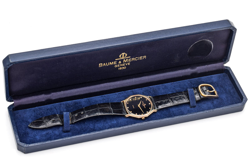 Baume & Mercier Geneve 14K Gold Diamond Dial Quartz Men's Watch Ref. 97266 + Box
