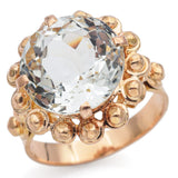 Vintage 18K Yellow Gold 5.61 Ct Aquamarine Round Cocktail Ring Size 5.5