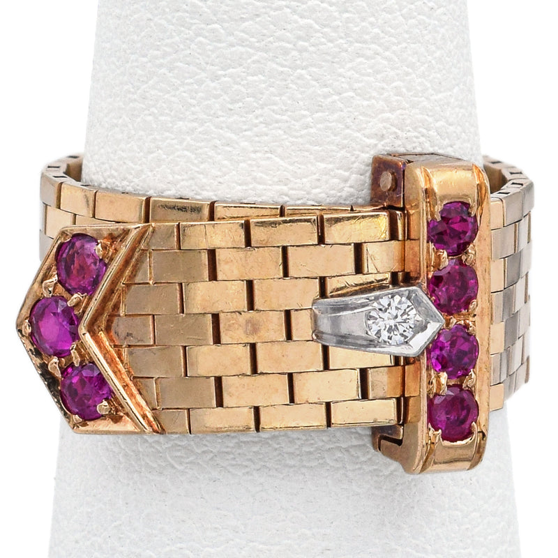 Retro Tiffany Co. Ruby and Diamond 14K Yellow Gold and Platinum