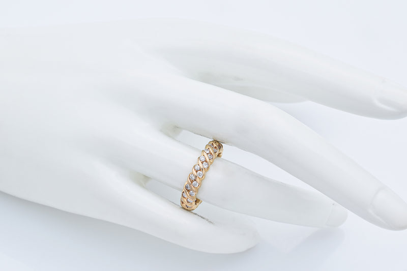 Vintage 14K Yellow Gold 1.05 TCW Diamond Semi-Eternity Band Ring Size 7