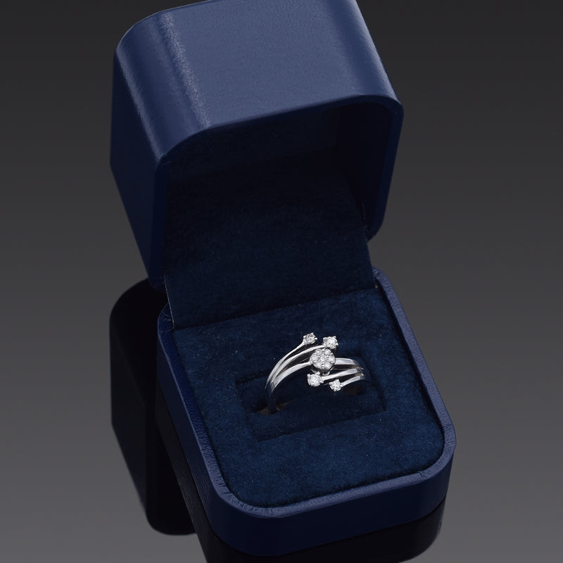 Estate 14K White Gold 0.29 TCW Diamond Band Ring Size 7 + Box