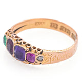 Antique Victorian 15K Yellow Gold Multi-Stone Regard Acrostic Band Ring Size 5.5