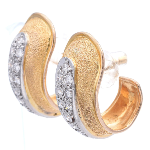 Estate 14K Yellow Gold 0.24 TCW Diamond J-Hook Earrings
