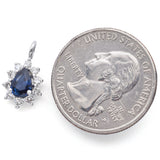 Vintage 14K White Gold Sapphire & 0.25 TCW Diamond Pear Pendant 16.5 x 9.5 mm