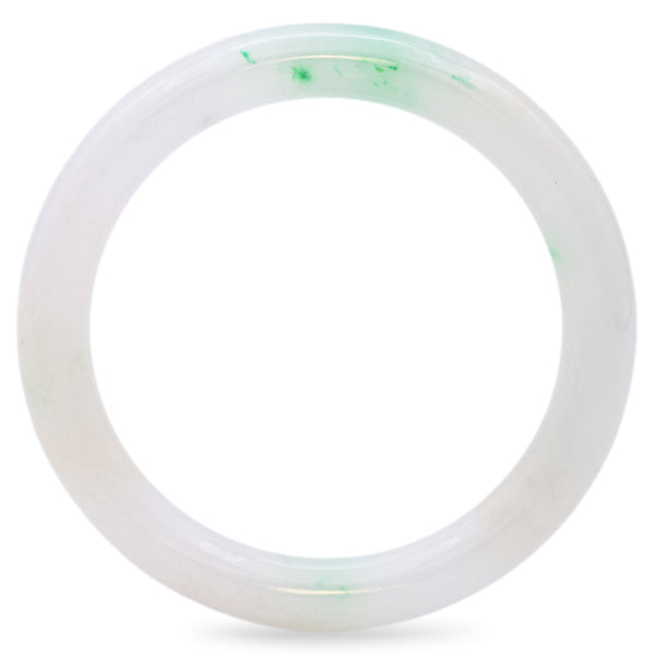 GIA Variegated White and Green Grade A Fei Cui Jadeite Jade Bangle Bracelet
