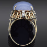 Vintage 14K Yellow Gold 21.56 Ct. Lavender Jade & Diamond Cocktail Ring Size 7