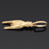 Vintage 18K Yellow Gold Rock On Hand Sign Charm Pendant 1.3 Grams