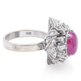 Vintage Asian Silver & Gold Alloy Ruby & 0.73TCW Diamond Cocktail Ring Size 6.75