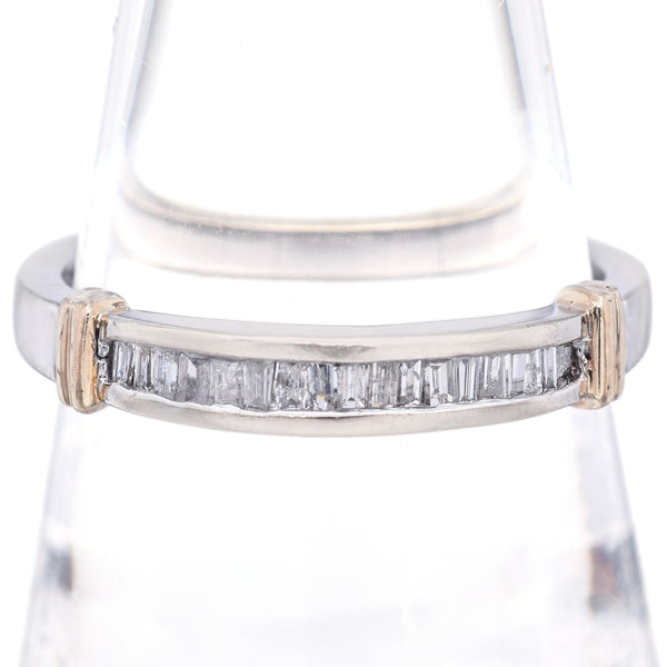 Vintage 10K White Gold 1/5 TCW Baguette Diamond Band Ring Size 7