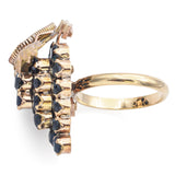 Vintage 14K Yellow Gold Sapphire Grape Cluster Cocktail Ring Size 6.5
