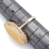 Estate 14K Gold 4.47Ct Fire Opal & 0.84 TCW Diamond Marquise Cocktail Ring Size9