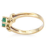Vintage 18K Yellow Gold Emerald & Diamond Band Ring Size 5.75