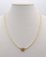 Vintage Opal Cultured Pearl 14K Yellow Gold Beaded Strand Necklace 13 Inches