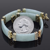 Vintage 14K Yellow Gold Green Jade 10.5 mm Link Bracelet 7 Inches