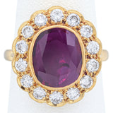 Vintage 18K Yellow Gold 1.62Ct Rubellite & 1.20 TCW Diamond Cocktail Ring Size 6