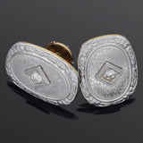 Antique Art Deco Platinum & 14K Yellow Gold Diamond Earrings + Box, Appraisal
