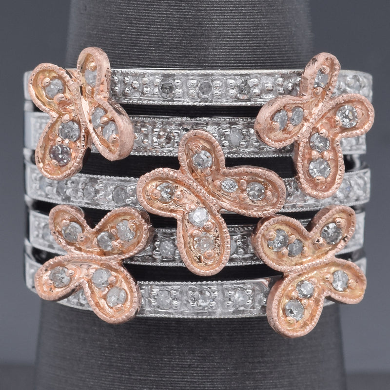 OTC 14K Rose & White Gold 0.61 TCW Diamond Butterfly Ring Size 7
