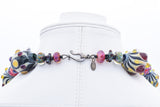 Queen Bead Sterling Silver Art Glass Beaded Strand Necklace 19 Inches