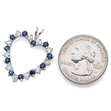 Vintage 14K White Gold Sapphire & 0.85 TCW Diamond Open Heart Pendant