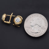 Vintage 14K Yellow Gold 1.12 TCW Diamond Omega-Back Earrings 9 mm